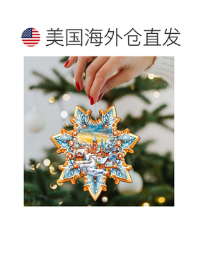 自营圣诞夜雪花木制圣诞装饰品，G. Debrekht 出品 - 多色 美国奥