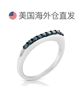 自营vir jewels 1/4 克拉蓝色钻石戒指结婚戒指 .925 纯银爪镶圆