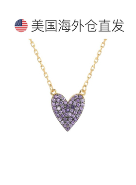自营Suzy Levian 紫色立方氧化锆金色纯银心形项链 - 紫色 美国奥