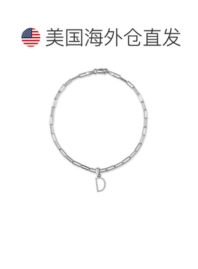 自营sabrina14k 白金和钻石初始链式手链 - 白色 d 美国奥莱直发