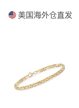 自营Ross-Simons 18kt Gold Over Sterling Flat Byzantine Brace