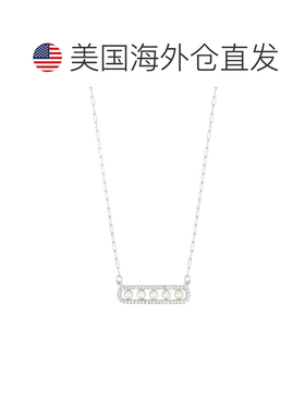 自营adorniaSilver Plated Pearl Pave Bar Necklace - white 美