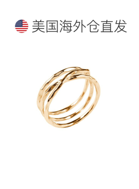 自营sterling forever纯银纹理多环戒指 金 美国奥莱直发
