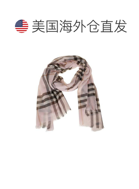 自营burberry格子细布羊毛围巾-粉红色 博柏利配饰 美国奥莱直发
