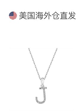 自营 sabrina14k 白金和钻石初始项链 - 白色 j 美国奥莱直发