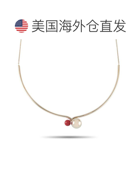 自营Calvin Klein Bubbly 香槟金 PVD 镀不锈钢红珠项链 - 多 美