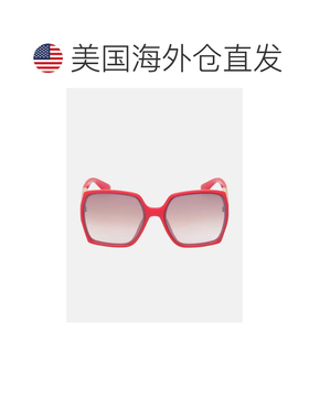 自营guess方形标志塑料太阳镜-红色 美国奥莱直发