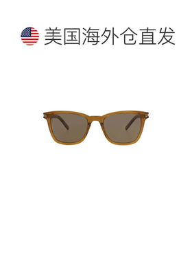 自营saint laurent方形镜框回收醋酸纤维太阳眼镜-棕色 美国奥莱