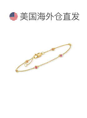 自营Ross-Simons Ruby Station 手链 14 克拉黄金 - 6.5 英寸 美