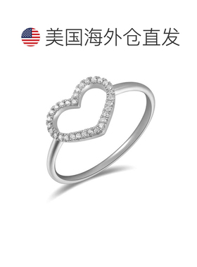 自营sabrina14K White Gold Diamond Open Heart Ring - white go