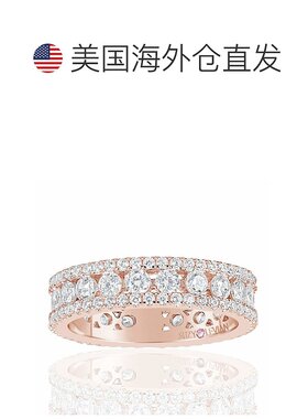 自营 Suzy Levian Rose 纯银立方氧化锆白色三排现代永恒戒指 -