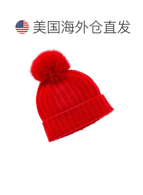 自营sofiacashmereSofifacashmere纹理电缆羊绒帽子-红色 美国奥
