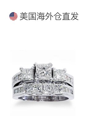 自营 pompeii33 1/2 克拉公主方形切割钻石订婚戒指结婚套装 14K