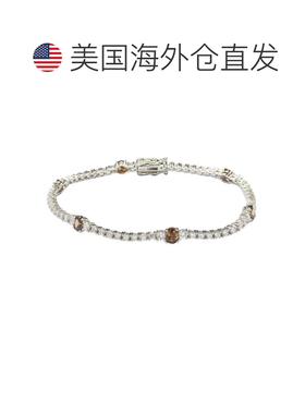 自营Suzy Levian 纯银棕色和白色方晶锆石网球手链 - 棕色 美国奥