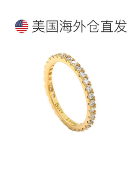 自营Suzy Levian 黄色纯银细白色方晶锆石永恒戒指 - 黄色 美国奥
