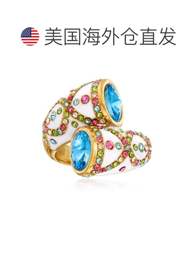 自营Ross-Simons 多色水晶和蓝色施华洛世奇水晶戒指，18 克拉金