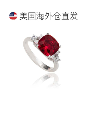自营Suzy Levian Sterling Silver Red Cubic Zirconia Engagemen