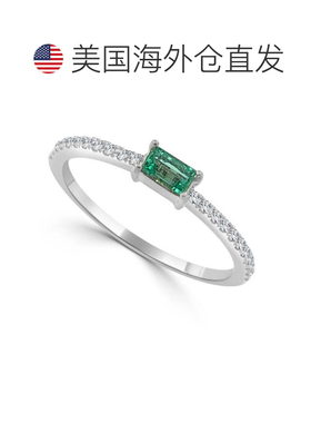 自营sabrina14K White Gold Diamond & Emerald Ring - white gol