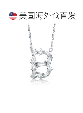 自营geneviveSterling Silver White Gold Plated with Clear Cub