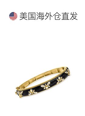 自营 Ross-Simons 白色托帕石和黑色珐琅大黄蜂手镯 - 8.5 英寸