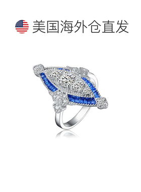 自营GENEVIVE 纯银蓝宝石立方氧化锆现代戒指 - 蓝色 美国奥莱直