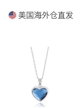 自营 max + stone纯银蓝白施华洛世奇水晶心形吊坠 - 蓝色 美国奥