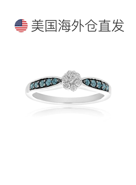 自营vir jewels 1/3 cttw 蓝色钻石单石戒指 10K 白金 - 白色 美