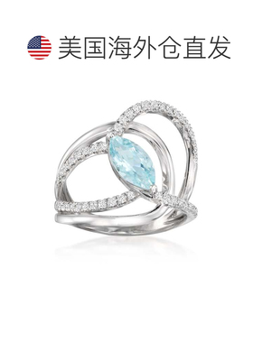 自营Ross-Simons Aquamarine Highway Ring With . Lab-Grown Dia