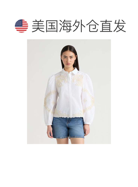 自营NVLT Women’s Embroidered Poplin Shirt - white 美国奥莱