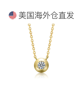 自营geneviveSterling Silver 14K Gold Plated with Round Bezel