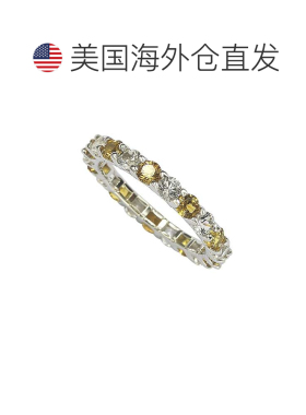 自营Suzy Levian 纯银黄色和白色蓝宝石和钻石装饰永恒戒指 - 黄
