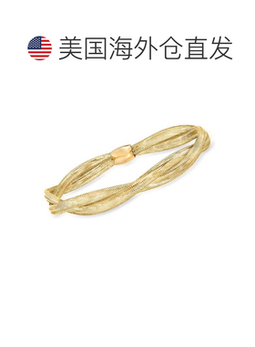 自营Ross-Simons 意大利 14kt 黄金双网手镯 8 英寸 美国奥莱直发