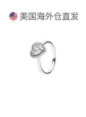 自营 Pandora Jewelry 纯银立方氧化锆闪亮爱情戒指 - 图案 美国