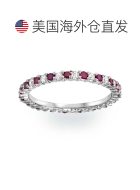 自营pompeii3pompeii 3pompeii 1/2 克拉红宝石和钻石永恒结婚戒