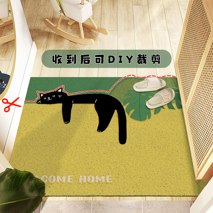入户门垫猫咪地垫门口玄关丝圈脚垫可剪裁地毯进门网红家用定制