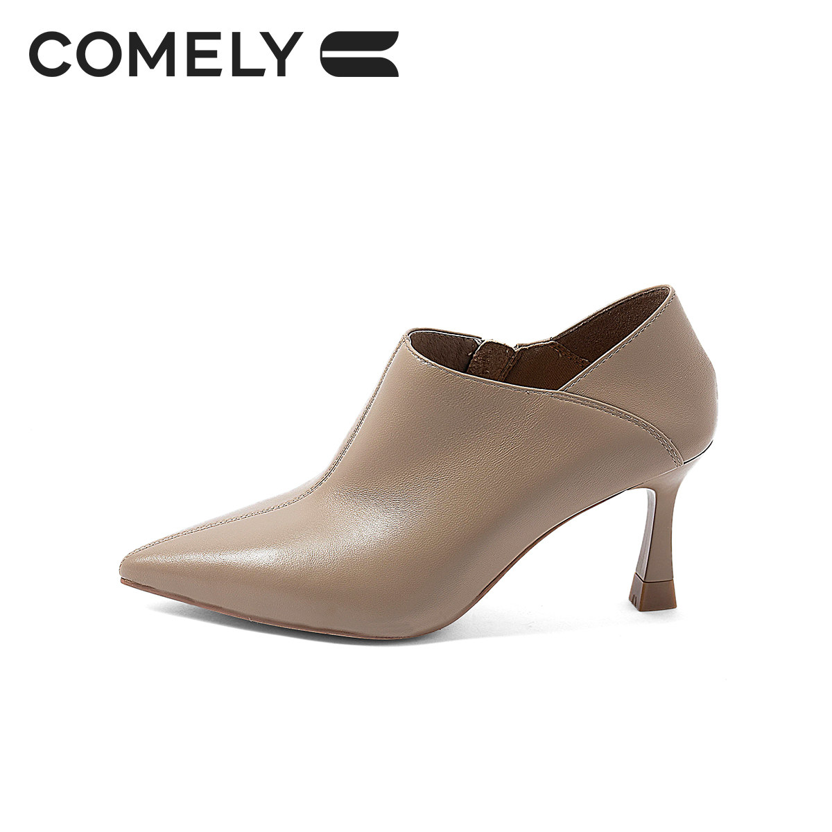 康莉商场新款真皮高跟鞋女2024秋季羊皮酒杯跟尖头纯色深口小皮鞋,淘宝优惠券,粉丝福利购,淘宝优惠卷