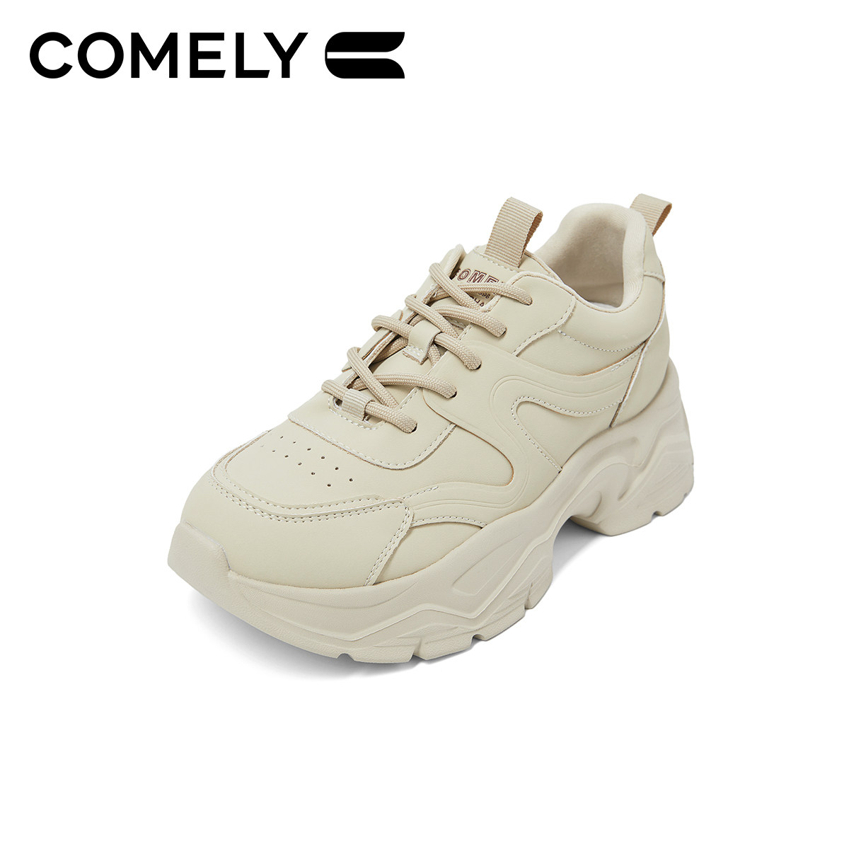 康莉加绒老爹鞋女24年秋冬新款圆头休闲复古ins百搭增高米色鞋子,淘宝优惠券,粉丝福利购,淘宝优惠卷