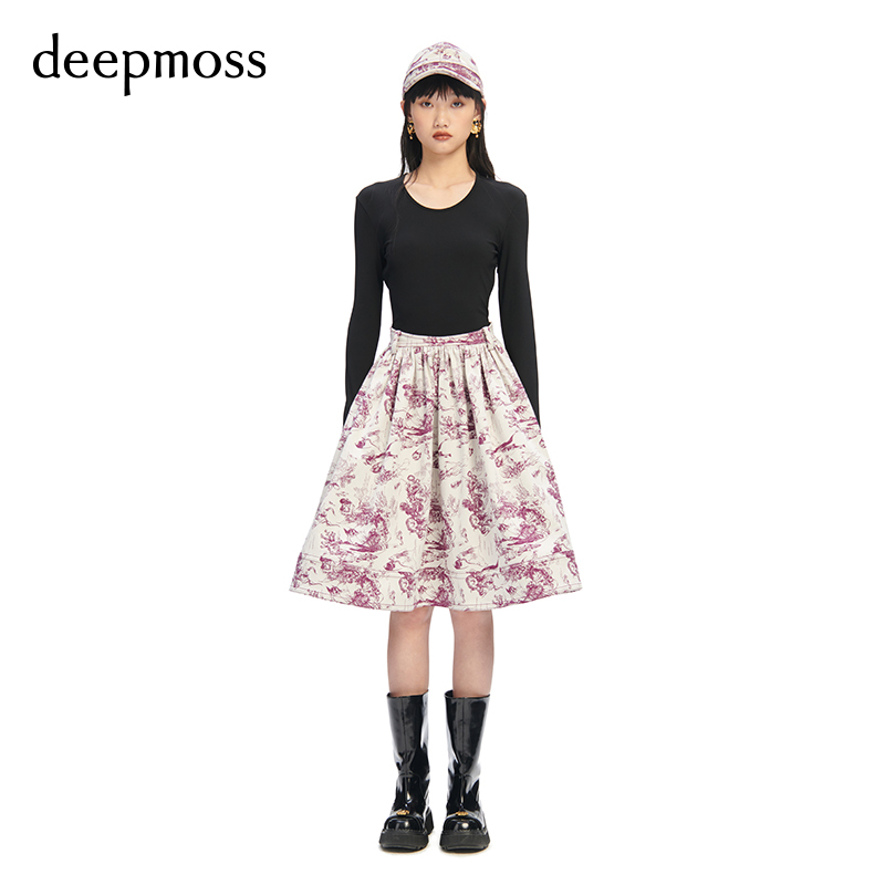 【deepmoss】春夏女装时尚复古潮流海洋舞会提花高腰伞裙连衣裙 - 图0