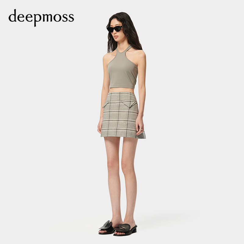 【deepmoss】2024春夏新款女装时尚优雅气质格纹短裙百搭半身裙 - 图1