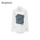 ເສື້ອຍືດ denim ຂອງແມ່ຍິງ deepmoss patchwork