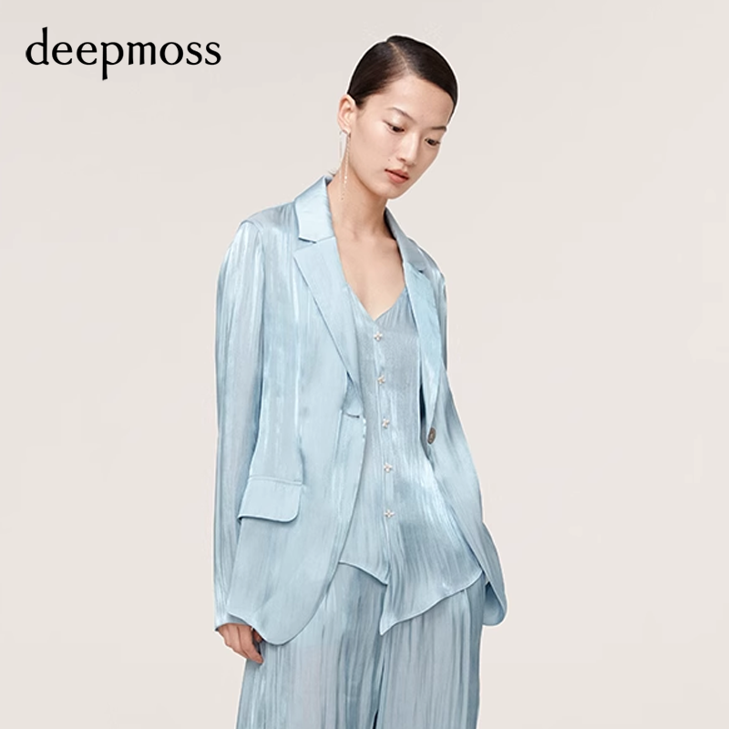 【deepmoss】春夏气质通勤薄款水泽百搭简约西装长袖外套裤子套装 - 图2