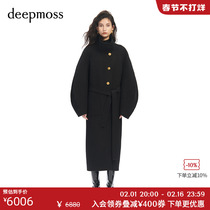 (Deepmoss) Autumn Winter Womens Fashion Vintage Fashion Retro Tide Walled Cocoon-Shaped Long wool Coat Jacket
