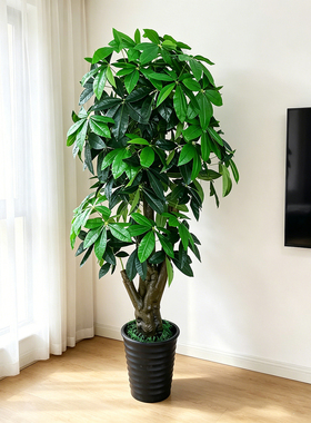 仿真植物盆栽迎客松客厅玄关摆件大型绿植室内装饰假树花景幸福树