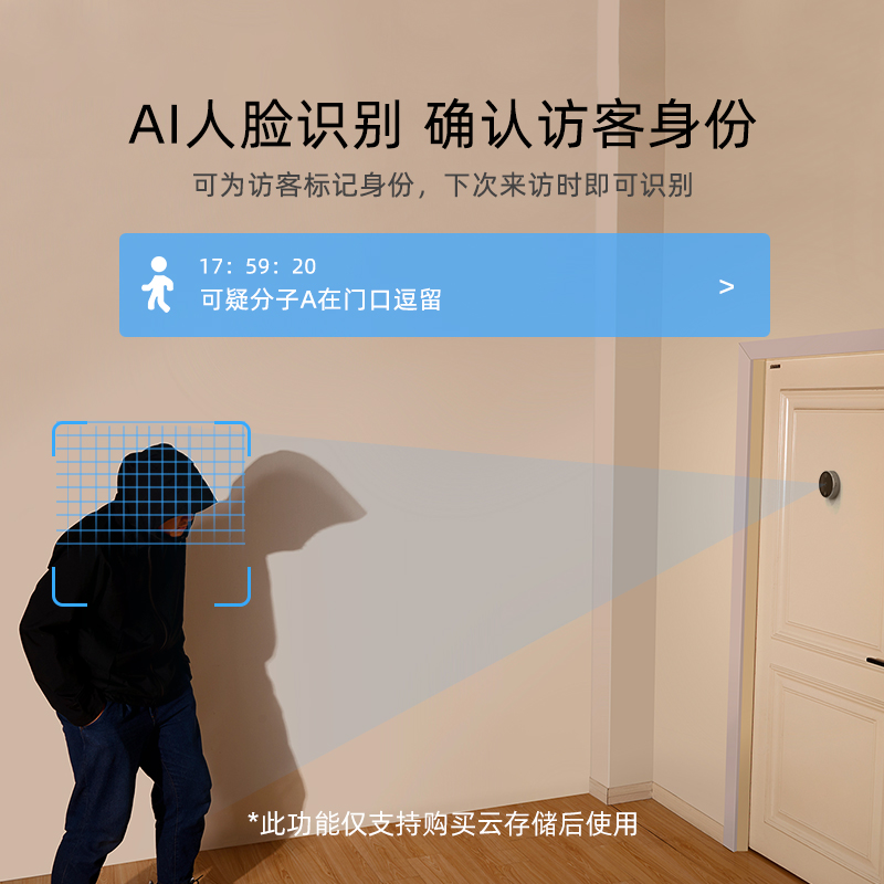 创米小白智能电子猫眼家用门口监控摄像头带显示屏无线可视门铃 - 图1