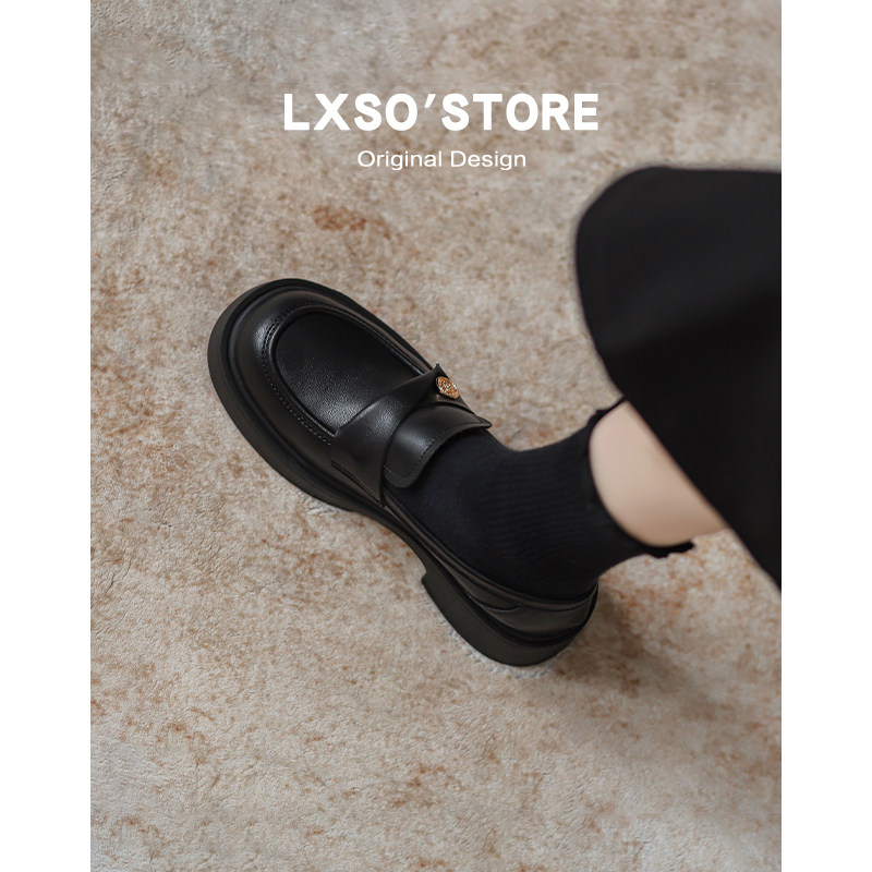 真皮软底乐福鞋女2024春秋季新款小金币单鞋英伦厚底一脚蹬小皮鞋,淘宝优惠券,粉丝福利购,淘宝优惠卷