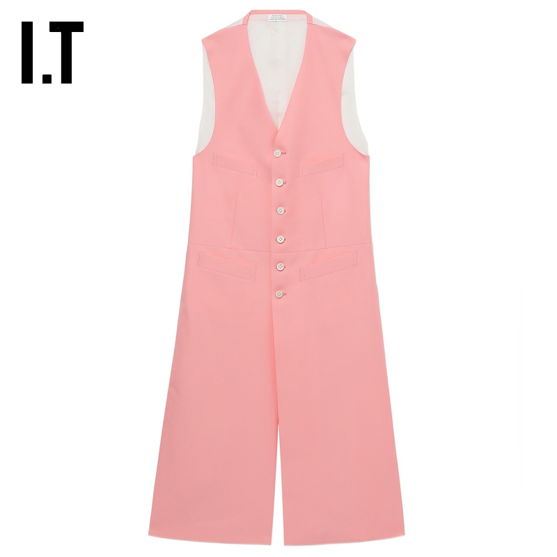 IT CDG COMME des GARCONS HOMME PLUS男装前长后短拼接西装马甲 - 图1