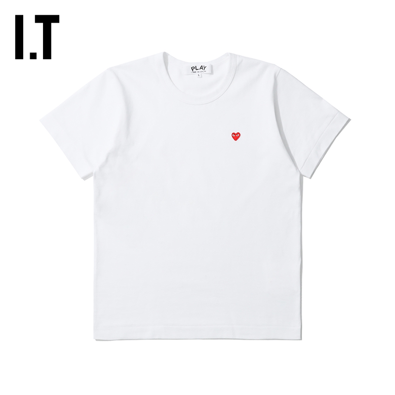 IT CDG PLAY COMME des GARCONS川久保玲女装短袖T恤红色爱心刺绣 - 图0