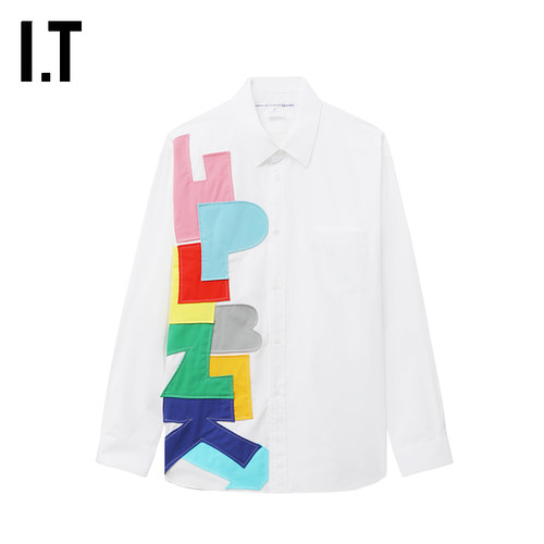 IT CDG COMME des GARCONS SHIRT男装彩色字母布贴缝饰长袖衬衫 - 图0