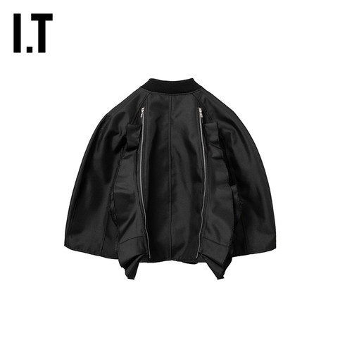 IT CDG COMME des GARCONS HOMME PLUS男装荷叶边饰短款拉链夹克 - 图0