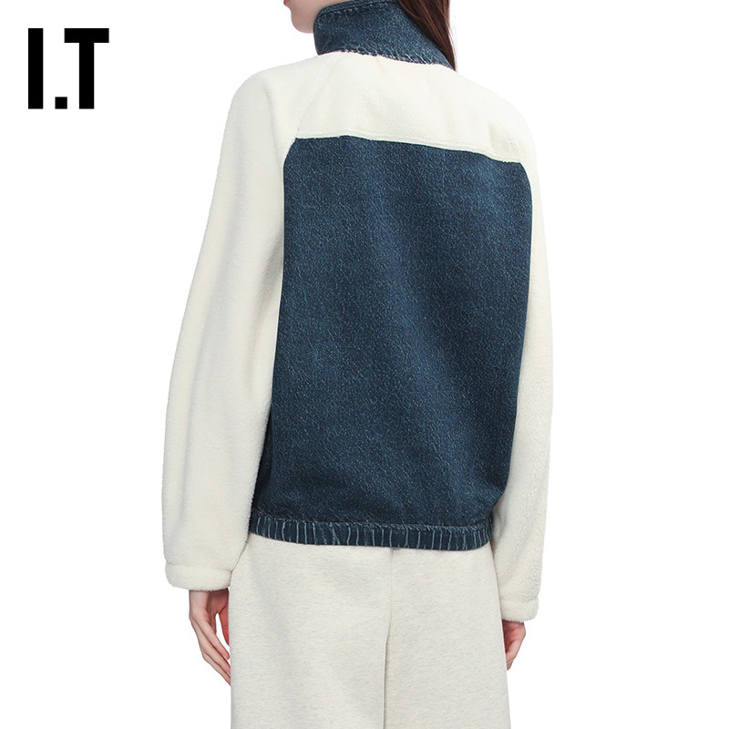 IT rag & bone女装立领长袖上衣新款牛仔拼接摇粒绒上衣RC6025XQ,淘宝优惠券,粉丝福利购,淘宝优惠卷